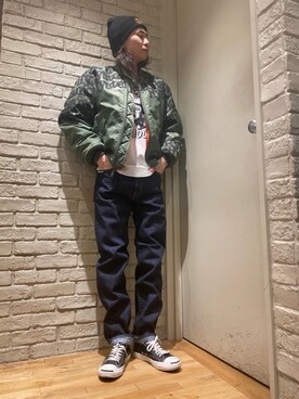 「HYSTERIC GLAMOUR（ヒステリックグラマー）のアイテム（MA-1）」を使った、Mitsuさん（メンズ・170cm）の秋コーディネート