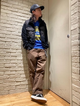 「HYSTERIC GLAMOUR（ヒステリックグラマー）のHYS WHISKY柄 刺繍キャップ（キャップ）」を使った、Mitsuさん（メンズ・170cm）の秋コーディネート