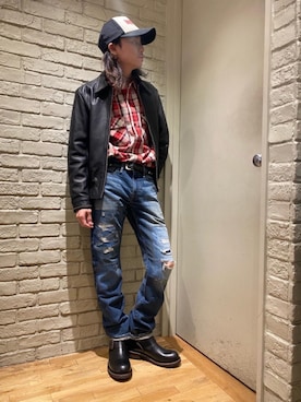「長袖シャツ」｜「アイテム（ブルゾン）」を使った、Mitsuさん（メンズ・170cm）の秋コーディネート