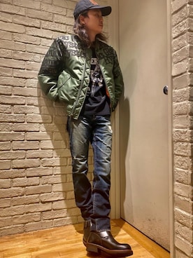 「HYSTERIC GLAMOUR（ヒステリックグラマー）のアイテム（MA-1）」を使った、Mitsuさん（メンズ・170cm）の冬コーディネート