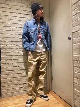 「でにむ」｜「アイテム（チノパンツ）」を使った、Mitsuさん（メンズ・170cm）の冬コーディネート