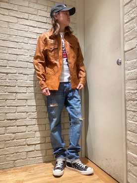 「レザーコーデ」｜「アイテム（その他アウター）」を使った、Mitsuさん（メンズ・170cm）の春コーディネート