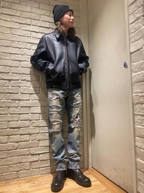 [美品]HYSTERIC GLAMOUR カウレザースタッズブルゾン HYSTERIC GLAMOUR（ヒステリックグラマー）の「カウレザー