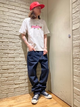 「HYSTERIC GLAMOUR（ヒステリックグラマー）のHYS WHISKY柄 刺繍キャップ（キャップ）」を使った、Mitsuさん（メンズ・170cm）の春コーディネート