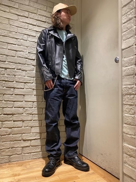 「HYSTERIC GLAMOUR（ヒステリックグラマー）のアイテム（ライダースジャケット）」を使った、Mitsuさん（メンズ・170cm）の春コーディネート