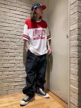「ﾋﾞｯｸﾞｼﾙｴｯﾄ」｜「アイテム（帽子）」を使った、Mitsuさん（メンズ・170cm）の夏コーディネート
