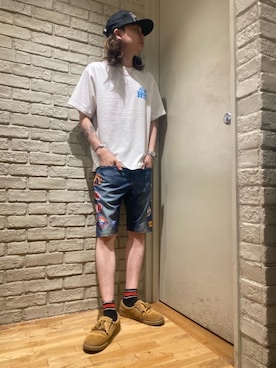 「HYSTERIC GLAMOUR（ヒステリックグラマー）のHYS WHISKY柄 刺繍キャップ（キャップ）」を使った、Mitsuさん（メンズ・170cm）の夏コーディネート