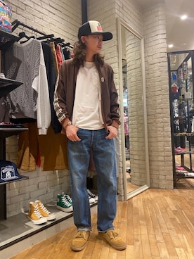 「アイテム（その他アウター、ブラウン系）」を使った、Mitsuさん（メンズ・170cm）の秋コーディネート
