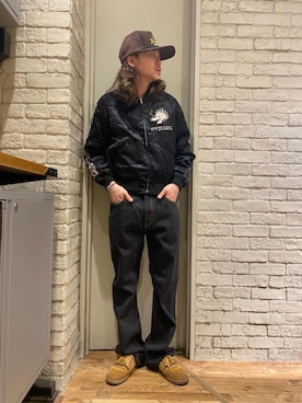 「HYSTERIC GLAMOUR（ヒステリックグラマー）のアイテム（スカジャン）」を使った、Mitsuさん（メンズ・170cm）の秋コーディネート
