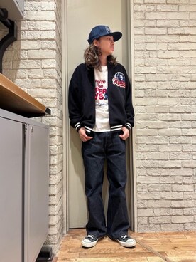 「HYSTERIC GLAMOUR（ヒステリックグラマー）のHYS WHISKY柄 刺繍キャップ（キャップ）」を使った、Mitsuさん（メンズ・170cm）の秋コーディネート