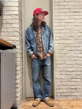 「シャツ 」｜「アイテム（デニムジャケット）」を使った、Mitsuさん（メンズ・170cm）の秋コーディネート