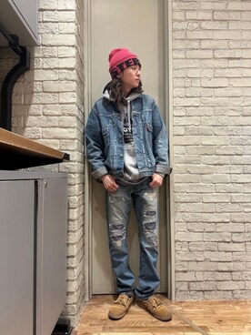 「でにむ」｜「アイテム（ニットキャップ/ビーニー）」を使った、Mitsuさん（メンズ・170cm）の冬コーディネート