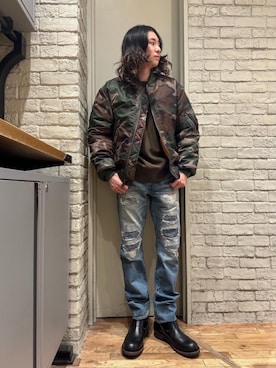 「みりたりー」｜「アイテム（ブーツ）」を使った、Mitsuさん（メンズ・170cm）の冬コーディネート