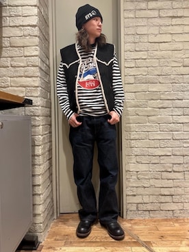 「でにむ」｜「アイテム（ニットキャップ/ビーニー）」を使った、Mitsuさん（メンズ・170cm）の冬コーディネート