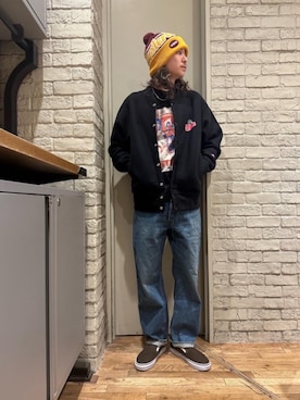「でにむ」｜「アイテム（ニットキャップ/ビーニー）」を使った、Mitsuさん（メンズ・170cm）の冬コーディネート