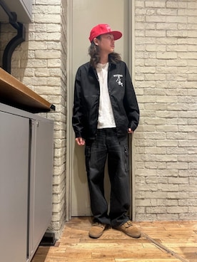 「HYSTERIC GLAMOUR（ヒステリックグラマー）のHYS WHISKY柄 刺繍キャップ（キャップ）」を使った、Mitsuさん（メンズ・170cm）の冬コーディネート