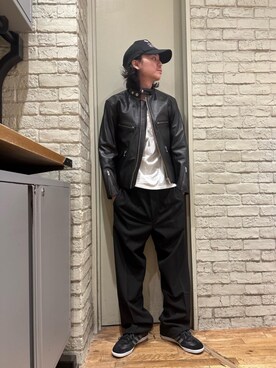 「HYSTERIC GLAMOUR（ヒステリックグラマー）のアイテム（ライダースジャケット）」を使った、Mitsuさん（メンズ・170cm）の秋コーディネート