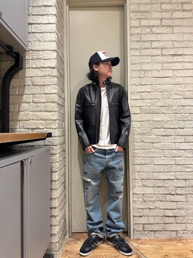 「HYSTERIC GLAMOUR（ヒステリックグラマー）のアイテム（ライダースジャケット）」を使った、Mitsuさん（メンズ・170cm）の秋コーディネート