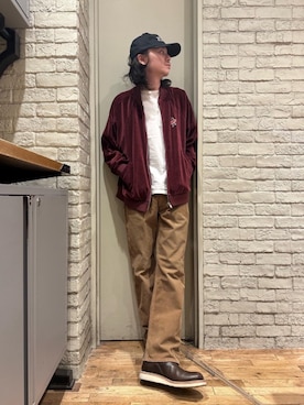 「アイテム（その他アウター、レッド系）」を使った、Mitsuさん（メンズ・170cm）の秋コーディネート