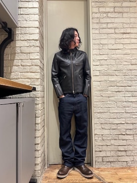 「HYSTERIC GLAMOUR（ヒステリックグラマー）のアイテム（ライダースジャケット）」を使った、Mitsuさん（メンズ・170cm）の冬コーディネート