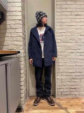 「HYSTERIC GLAMOUR（ヒステリックグラマー）のアイテム（ピーコート）」を使った、Mitsuさん（メンズ・170cm）の冬コーディネート