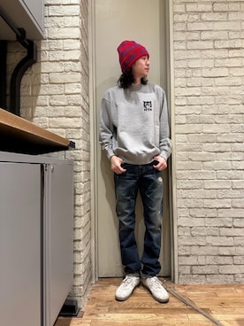 「でにむ」｜「アイテム（ニットキャップ/ビーニー）」を使った、Mitsuさん（メンズ・170cm）の冬コーディネート
