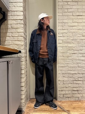 「HYSTERIC GLAMOUR（ヒステリックグラマー）のHYSTERIC HEAVY トラッカージャケット（デニムジャケット）」を使った、Mitsuさん（メンズ・170cm）の冬コーディネート
