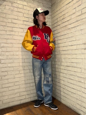 「HYSTERIC GLAMOUR（ヒステリックグラマー）のアイテム（スタジャン）」を使った、Mitsuさん（メンズ・170cm）の冬コーディネート