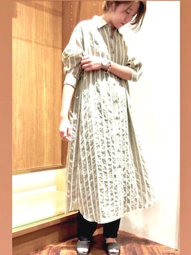 「アイテム（ワンピース/ドレス、グリーン系）」を使った、nano・universe ららぽーと横浜 Womensさん（レディース・160cm）の夏コーディネート