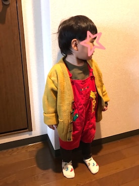 「MIKI HOUSE（ミキハウス）のアイテム（カーディガン/ボレロ）」を使った、まみたんさん（キッズ・80cm）の秋コーディネート