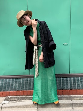 「麦わら帽子」｜「アイテム（その他アウター）」を使った、ciccic28さん（レディース・155cm）の夏コーディネート