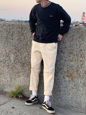 「Reebok（リーボック）のアイテム（スウェット）」を使った、克樹さん（メンズ・178cm）の春コーディネート