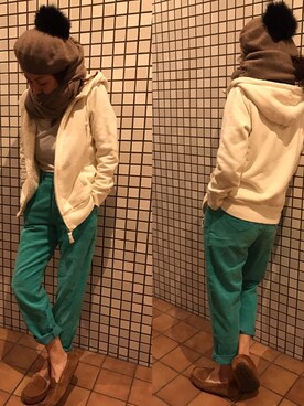 「ドラフトリーバイス」｜「アイテム（モカシン/デッキシューズ）」を使った、katsumiさん（レディース・157cm）の冬コーディネート