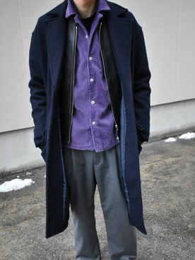 「リドム」｜「アイテム（チェスターコート）」を使った、yuusukeさん（メンズ・178cm）の春コーディネート