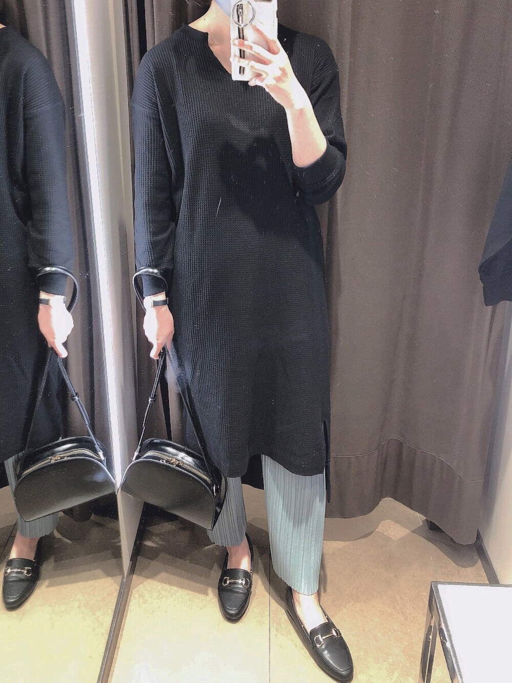 「ootd、autumn、holiday、CAOPANIC TYPY、SKAGEN、SVEC(SVEC)、ORiental TRaffic(ORiental TRaffic)、simple」｜「CIAOPANIC TYPYのランダムプリーツセミワイドパンツ（その他パンツ、グリーン系）」を使った、ﾁｯﾁさん（レディース・165cm）の秋コーディネートの1枚目の写真