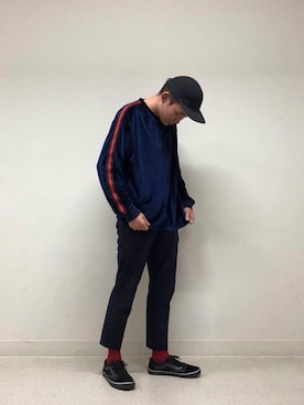 「WISM（ウィズム）のアイテム（帽子）」を使った、Tomoさん（メンズ・174cm）の春コーディネート
