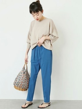 「アイテム（トップス、ベージュ系）」を使った、moritaさん（レディース・159cm）の夏コーディネート