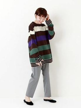 「アイテム（サンダル、グリーン系）」を使った、moritaさん（レディース・159cm）の秋コーディネート