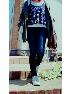 「春コート」｜t︎︎︎︎︎☺︎m︎︎︎︎︎omin*さん（レディース・164cm）の春コーディネート