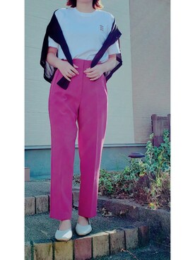 「SENSE OF PLACE by URBAN RESEARCH（センスオブプレイスバイアーバンリサーチ）のスクエアトウセンターシームフラットシューズ（パンプス）」を使った、t︎︎︎︎︎☺︎m︎︎︎︎︎omin*さん（レディース・165cm）の秋コーディネート