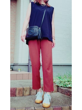 「LATOCALLEのアイテム（その他パンツ、ブラウン系）」を使った、t︎︎︎︎︎☺︎m︎︎︎︎︎omin*さん（レディース・165cm）の秋コーディネート