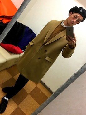「アイテム（トレンチコート、ゴールド系）」を使った、YOSHIHITOさん（メンズ・166cm）の冬コーディネート
