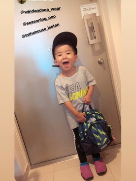 「JULIEN DAVID（ジュリエンデビッド）のアイテム（帽子）」を使った、DJ GAKUさん（キッズ・90cm）の秋コーディネート