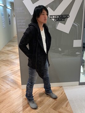 「アイテム（ドレスシューズ、グレー系）」を使った、KASUYAさん（メンズ・170cm）の春コーディネート