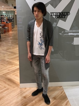 「7分袖」｜「アイテム（スリッポン）」を使った、KASUYAさん（メンズ・170cm）の夏コーディネート
