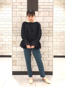 「coen（コーエン）のローンピンタックスモックブラウス（シャツ/ブラウス）」を使った、coen Hiramaさん（レディース・148cm）の夏コーディネート