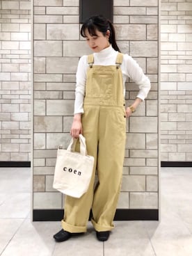 「2021春新作」｜「アイテム（オールインワン・サロペット）」を使った、coen Hiramaさん（レディース・148cm）の冬コーディネート