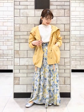 「USAコットン」｜「アイテム（マウンテンパーカー）」を使った、coen Hiramaさん（レディース・148cm）の春コーディネート