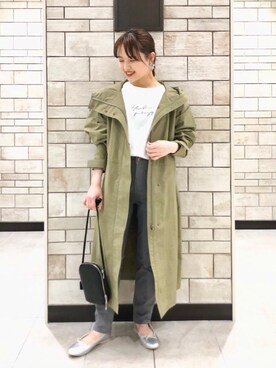「機能性素材」｜「アイテム（モッズコート）」を使った、coen Hiramaさん（レディース・148cm）の春コーディネート