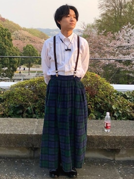「アイテム（サスペンダー）」を使った、みねちゃんさん（メンズ・169cm）の春コーディネート